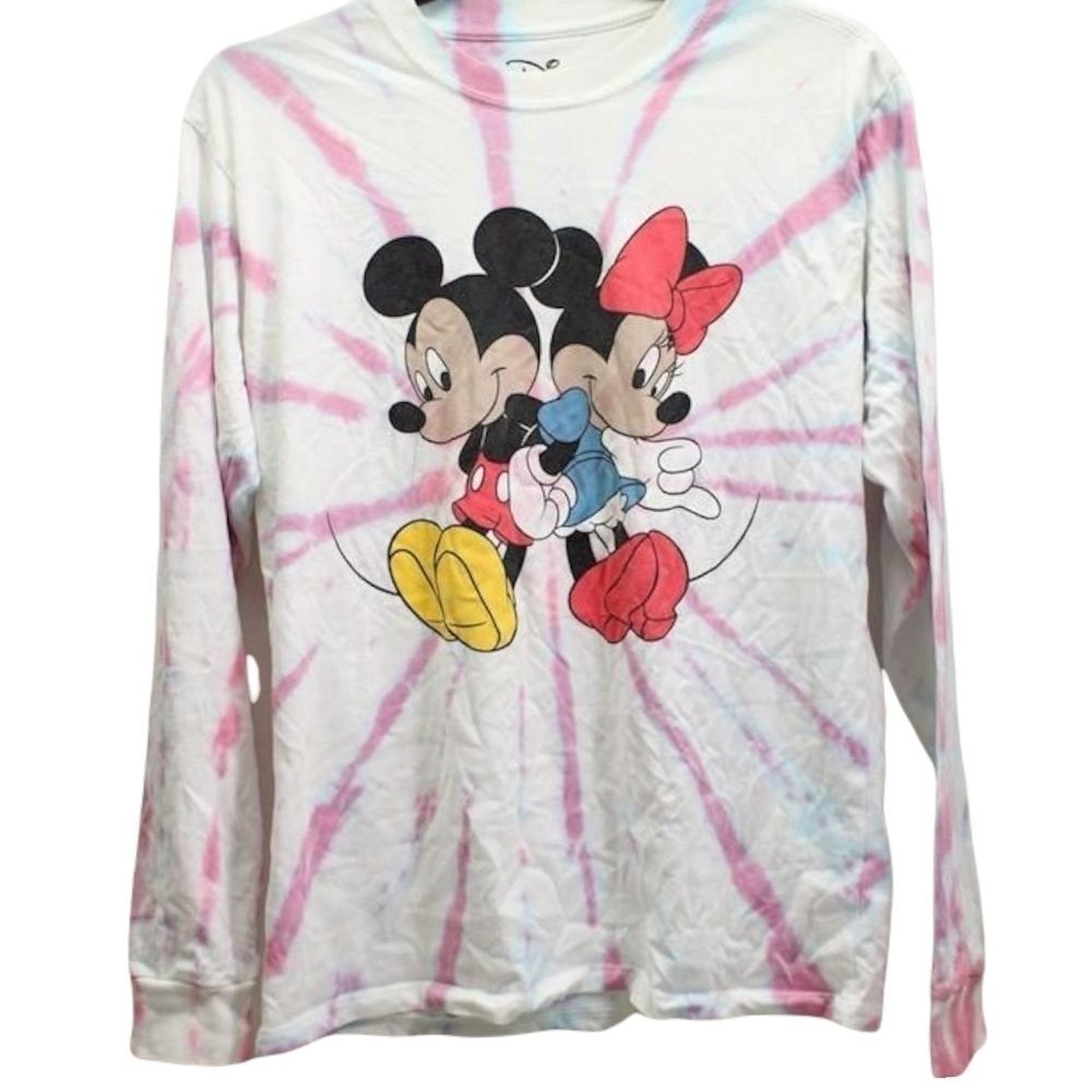 DISNEY Vintage 90s Mickey & Minnie Tye Dye Long-sleeve Tshirt Size S